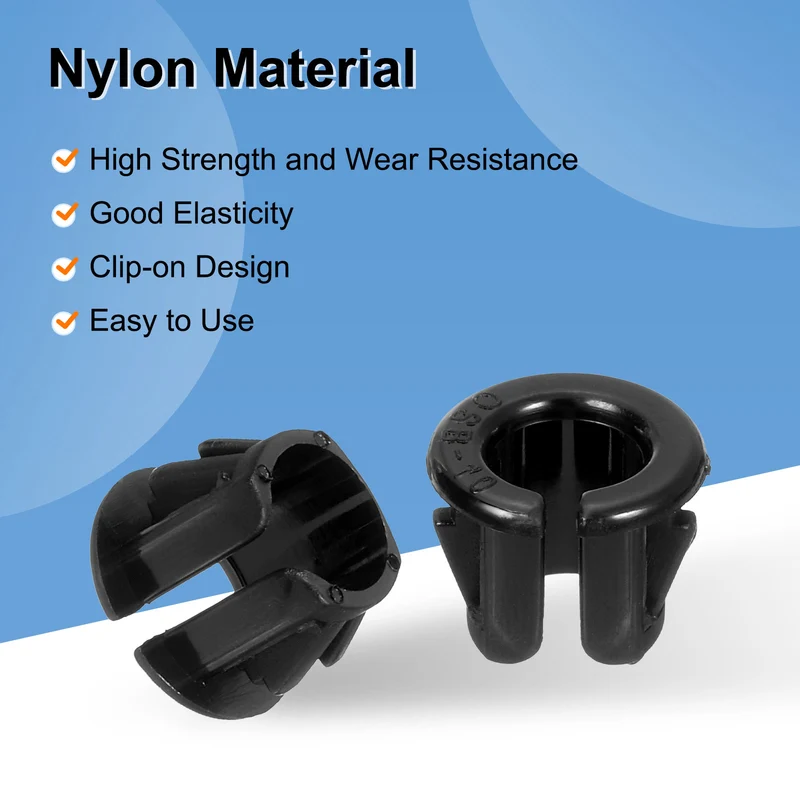 38 Pcs 11/32" Mounting Dia Opened Snap Bushing - Black Round Nylon Snap in Cable