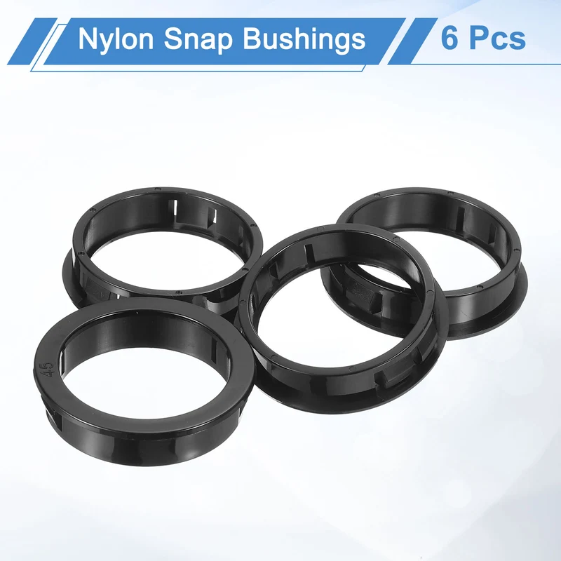 6Pcs 1-3/4" Mounting Dia Black Round Nylon Snap in Cable Grommet Protector