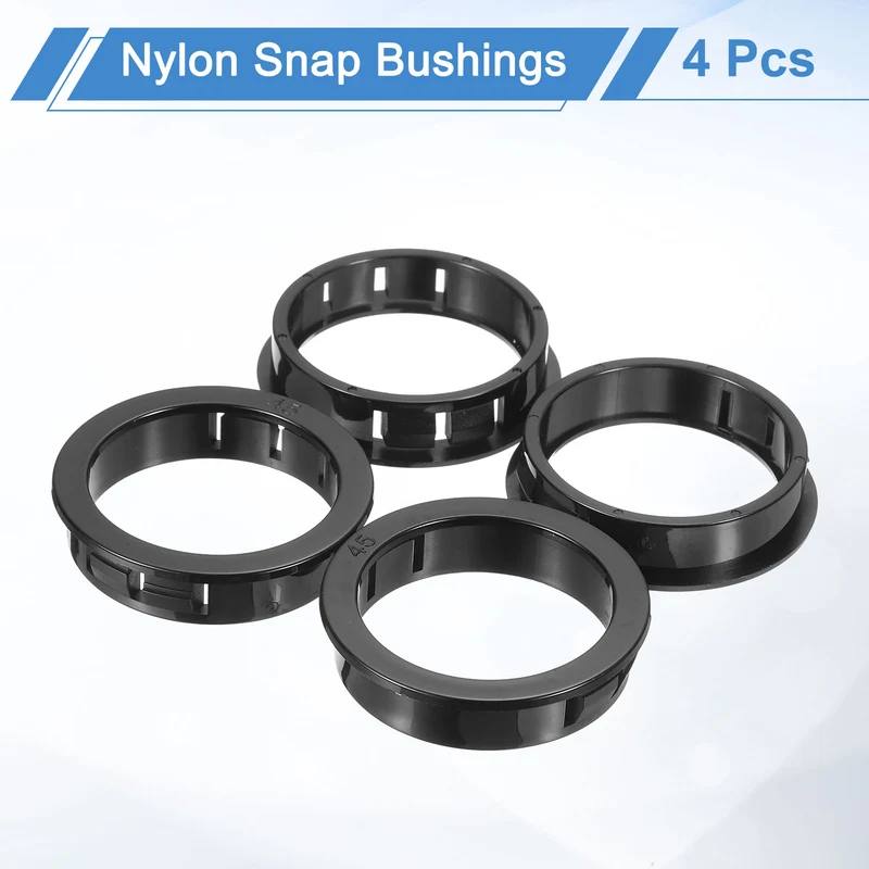 4 Pcs 1-3/4" Mounting Dia Black Round Nylon Snap in Cable Grommet Protector