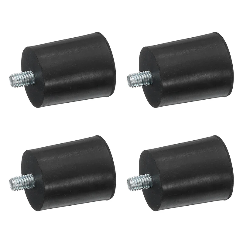 4Pcs Thread Levelling Feet 1.02"x1.26" with M6x10mm Studs Black
