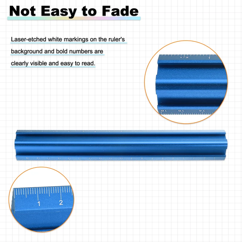 3pcs Woodworking Edge Ruler Set 16/20/30cm 90° V Shaped Straight Ruler, Blue