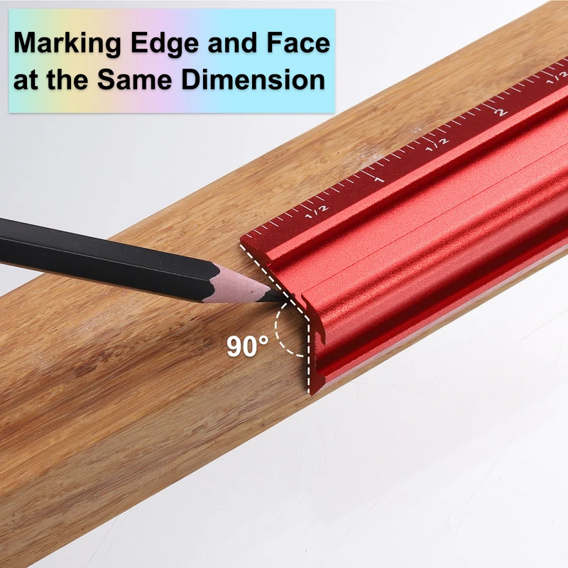 3pcs Woodworking Edge Ruler Set 16/20/30cm 90° V Shaped Straight Ruler, Blue