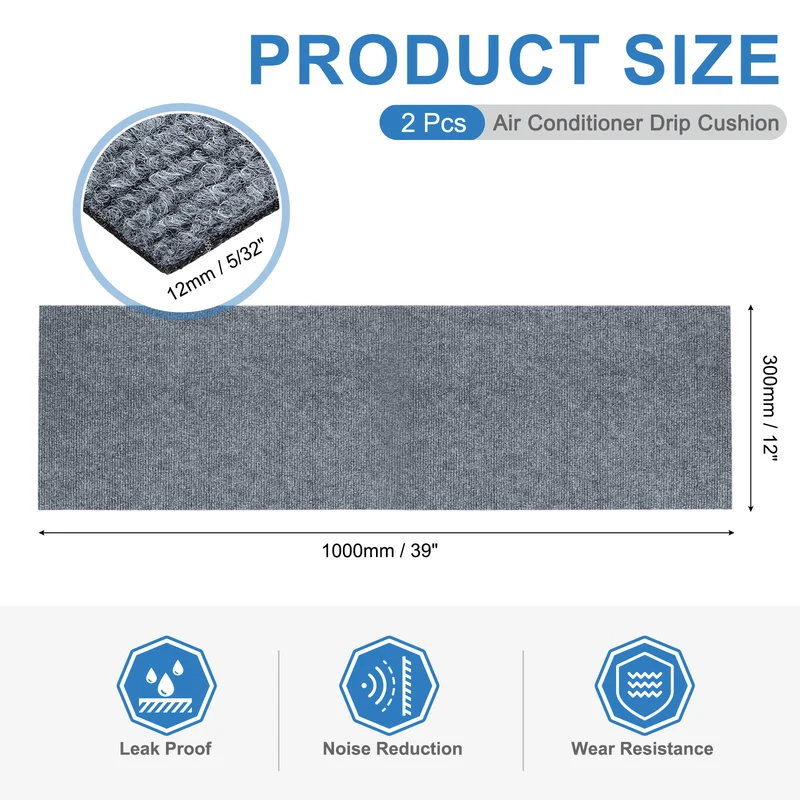 2Pcs Air Conditioner Drip Cushion 39"x12"x5/32" Self-Adhesive AC Top Pad Gray