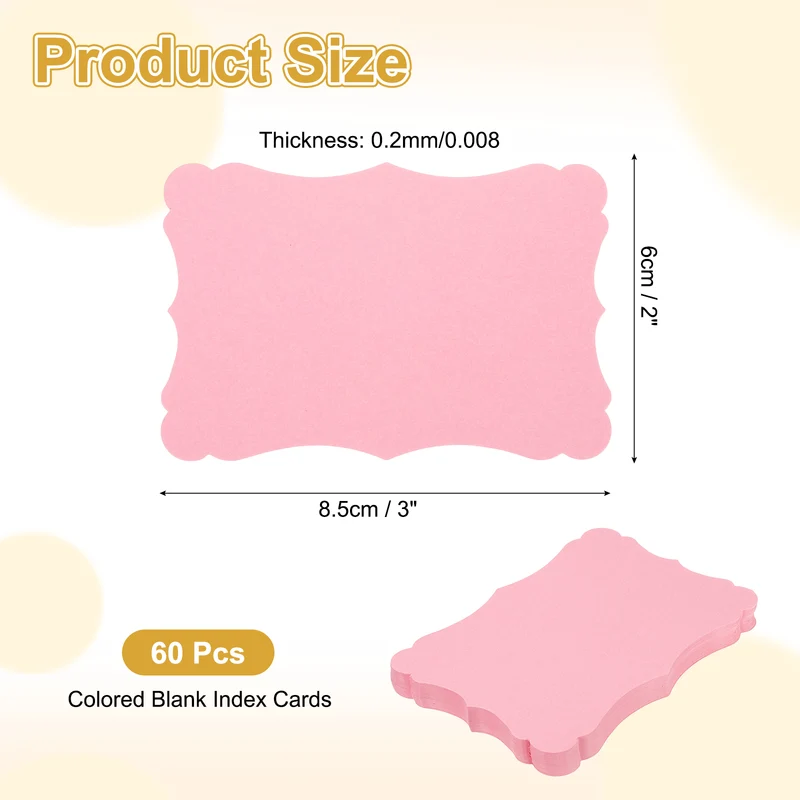 60Pcs Blank Kraft Cards Cardstock, 2x3 Inch Thick Cardstock Paper Pink