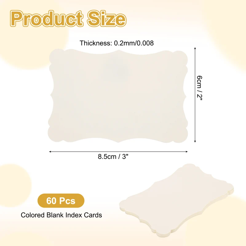 60Pcs Blank Kraft Cards Cardstock, 2x3 Inch Thick Cardstock Paper White