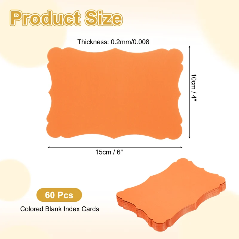 60Pcs Blank Kraft Cards Cardstock, 4x6 Inch Thick Cardstock Paper Orange