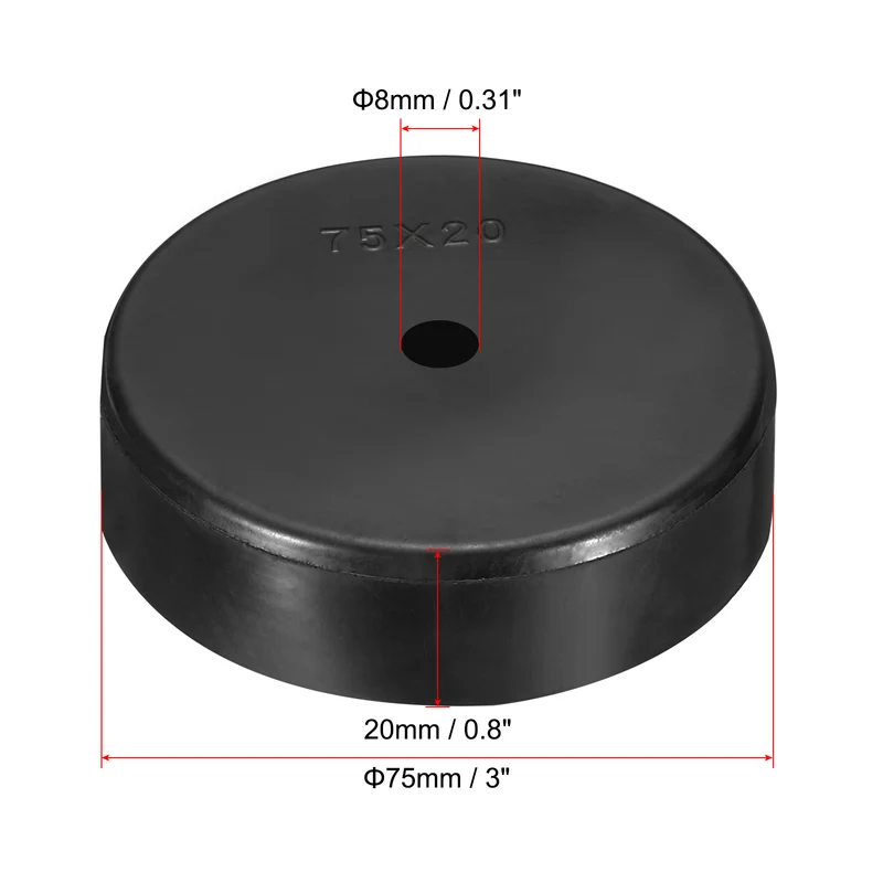 4Pcs Multi Purpose Rubber Spacer 3" OD x 5/16" ID x 0.8" Thickness Black