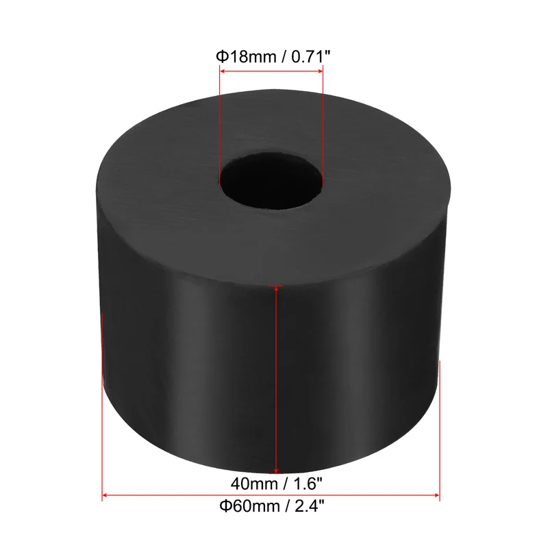 4Pcs Multi Purpose Rubber Spacer, 2.4" OD x 45/64" ID x 1.6" Thickness, Black
