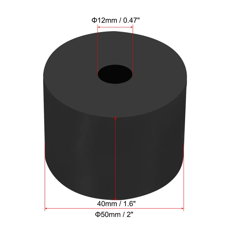4Pcs Multi Purpose Rubber Spacer 2" OD x 15/32" ID x 1.6" Thickness Black