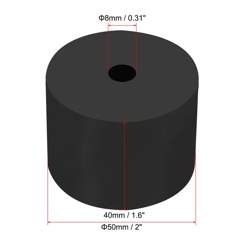 Multi Purpose Rubber Spacer, 4 Pcs 2"OD 0.3"ID 1.6"Thick Neoprene Round Anti-vibration Isolation Pads Isolator Rubber Bushings Spacer Washer for HVAC Bolts Car Accessories