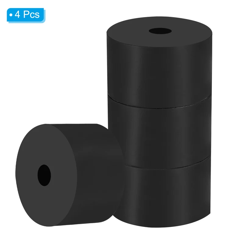 4Pcs Multi Purpose Rubber Spacer, 2" OD x 25/64" ID x 1.2" Thickness, Black