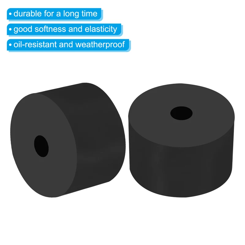4Pcs Multi Purpose Rubber Spacer, 2" OD x 25/64" ID x 1.2" Thickness, Black