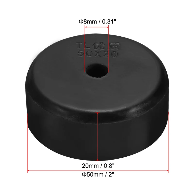 4Pcs Multi Purpose Rubber Spacer, 2" OD x 5/16" ID x 0.8" Thickness, Black