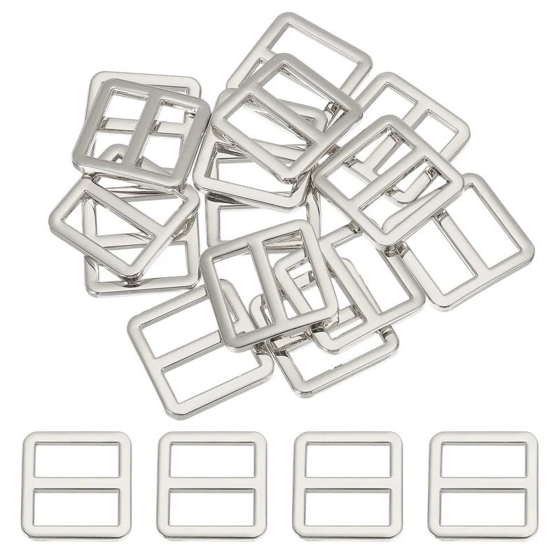 15 Pcs Metal Tri-glide Slide Buckle, 19mm Slider Strap Replacement, Silver