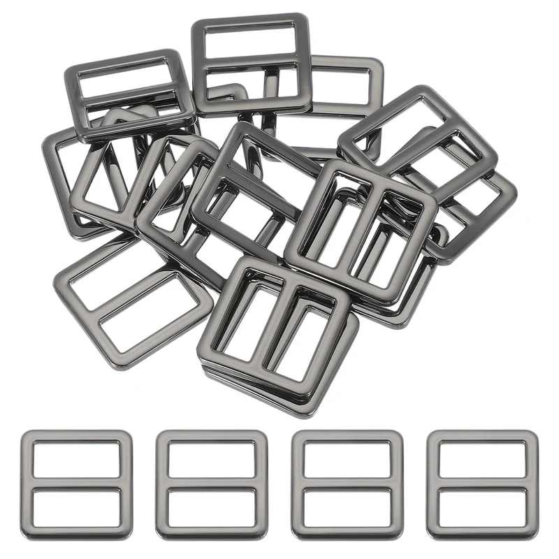 15 Pcs Metal Tri-glide Slide Buckle, 19mm Slider Strap Replacement, Bright Black