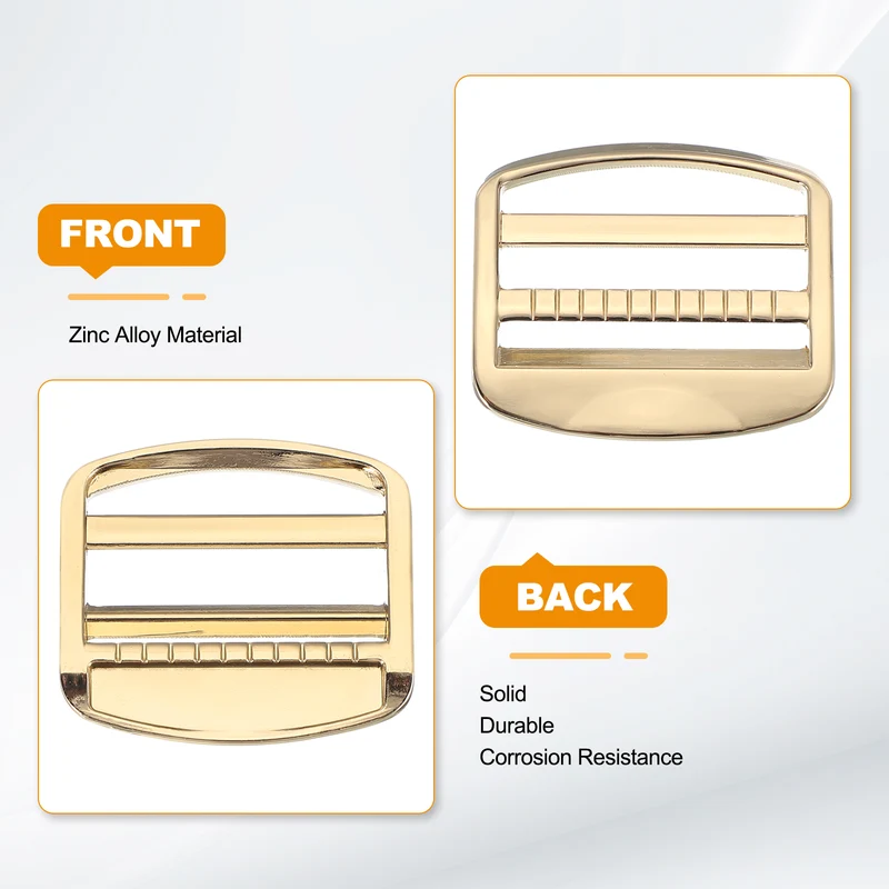 4pcs Ladder Lock Buckle Slider 1-1/2" Zinc Alloy Adjustable Buckle Light Gold 7
