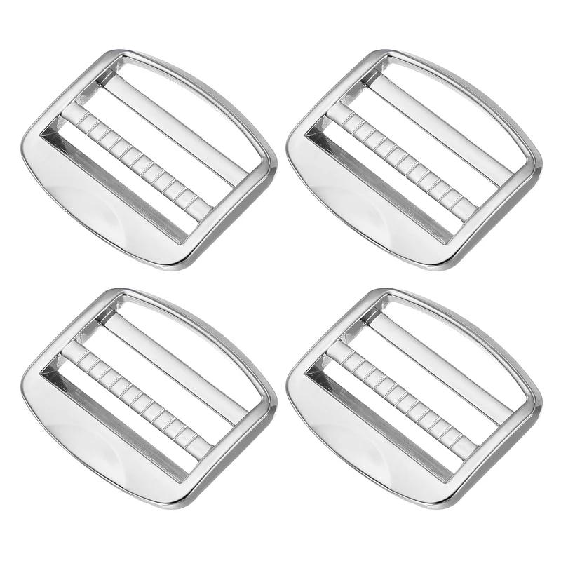 4pcs Ladder Lock Buckle Slider 1-1/2" Zinc Alloy Adjustable Buckle, Silver