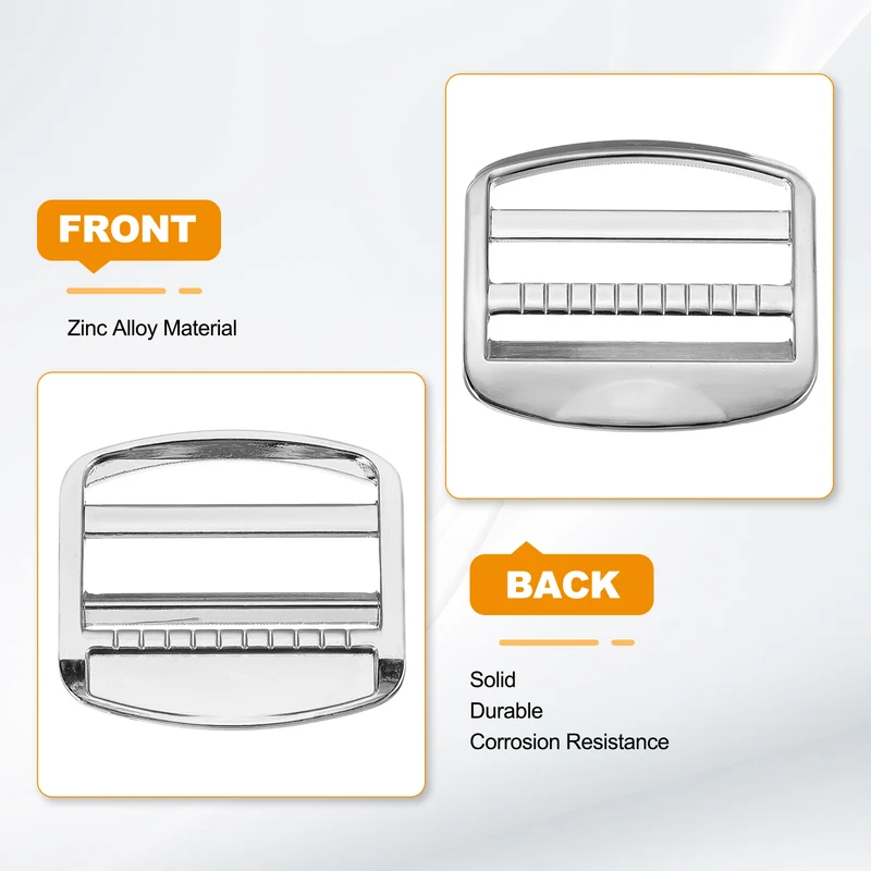4pcs Ladder Lock Buckle Slider 1-1/2" Zinc Alloy Adjustable Buckle, Silver