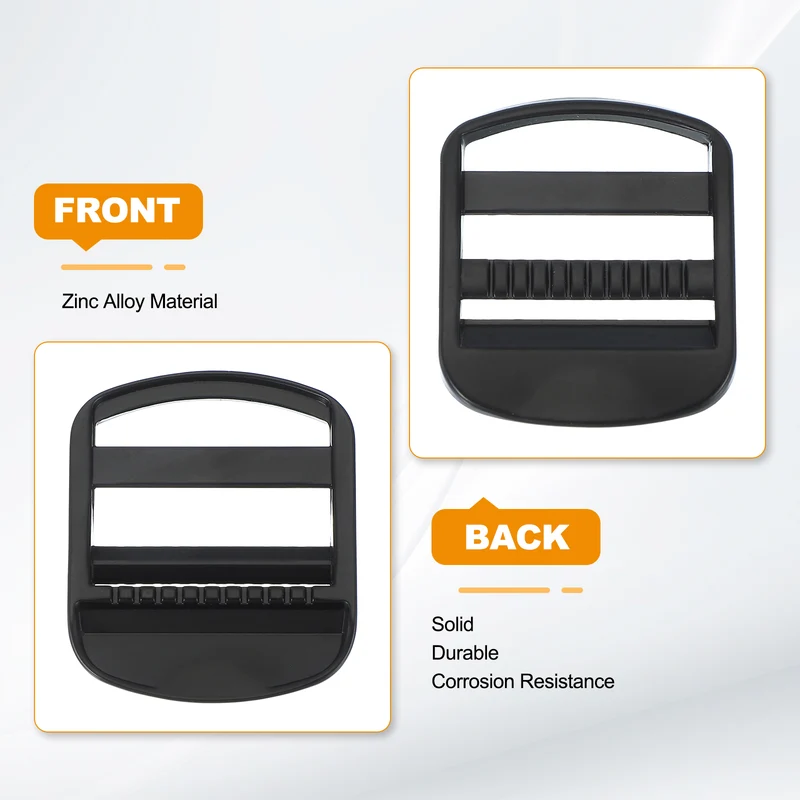 4pcs Ladder Lock Buckle Slider 1-1/4" Zinc Alloy Adjustable Buckle Black 7