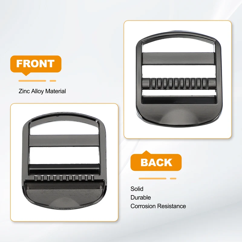 4pcs Ladder Lock Buckle Slider 1-1/4" Zinc Alloy Adjustable Buckle, Black-Gray 7