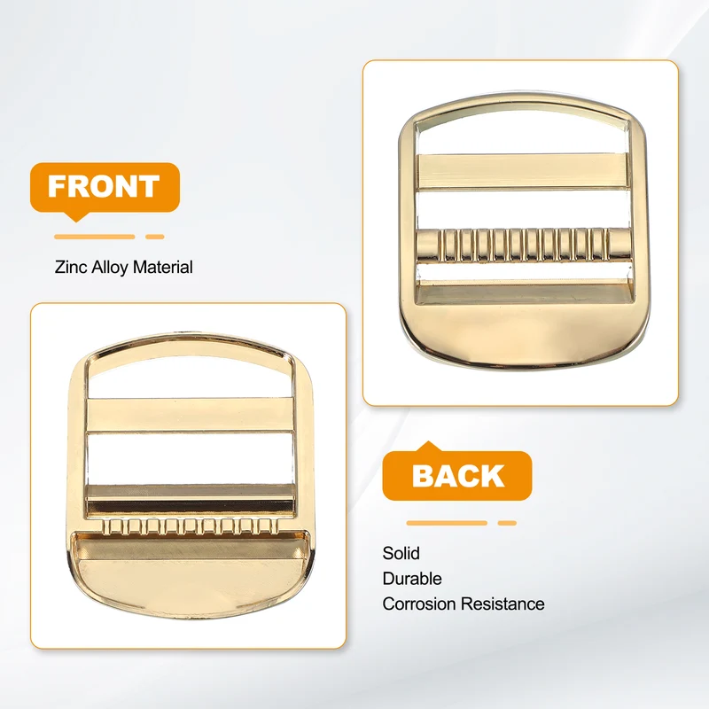 4pcs Ladder Lock Buckle Slider 1-1/4" Zinc Alloy Adjustable Buckle, Light Gold 7