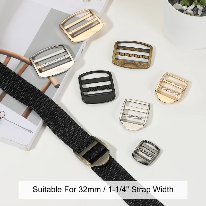 4pcs Ladder Lock Buckle Slider 1-1/4" Zinc Alloy Adjustable Buckle, Light Gold 7