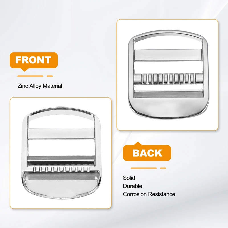 4pcs Ladder Lock Buckle Slider 1-1/4" Zinc Alloy Adjustable Buckle, Silver 7