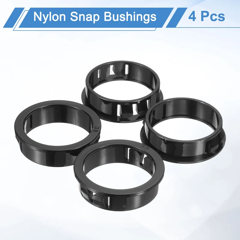 4Pcs 1-1/2" Mounting Dia Black Round Nylon Snap in Cable Grommet Protector
