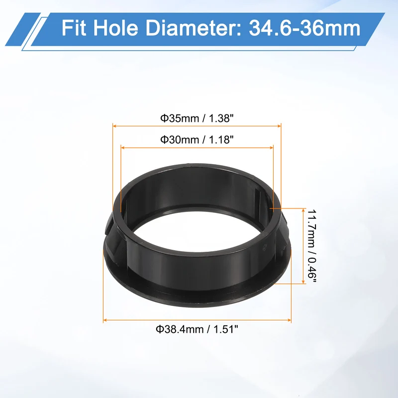 6Pcs 1-3/8" Mounting Dia Black Round Nylon Snap in Cable Grommet Protector