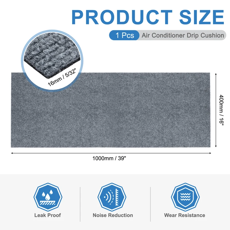 Air Conditioner Drip Cushion 39"x16"x5/32" Self-Adhesive AC Top Pad Gray