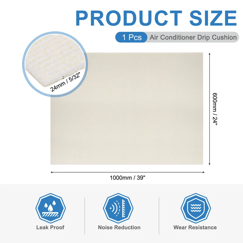 Air Conditioner Drip Cushion 39"x24"x5/32" Self-Adhesive AC Top Pad White