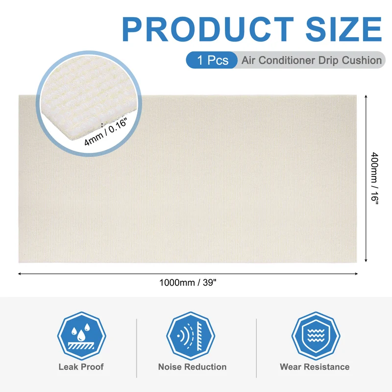 Air Conditioner Drip Cushion 39"x16"x5/32" Self-Adhesive AC Top Pad White