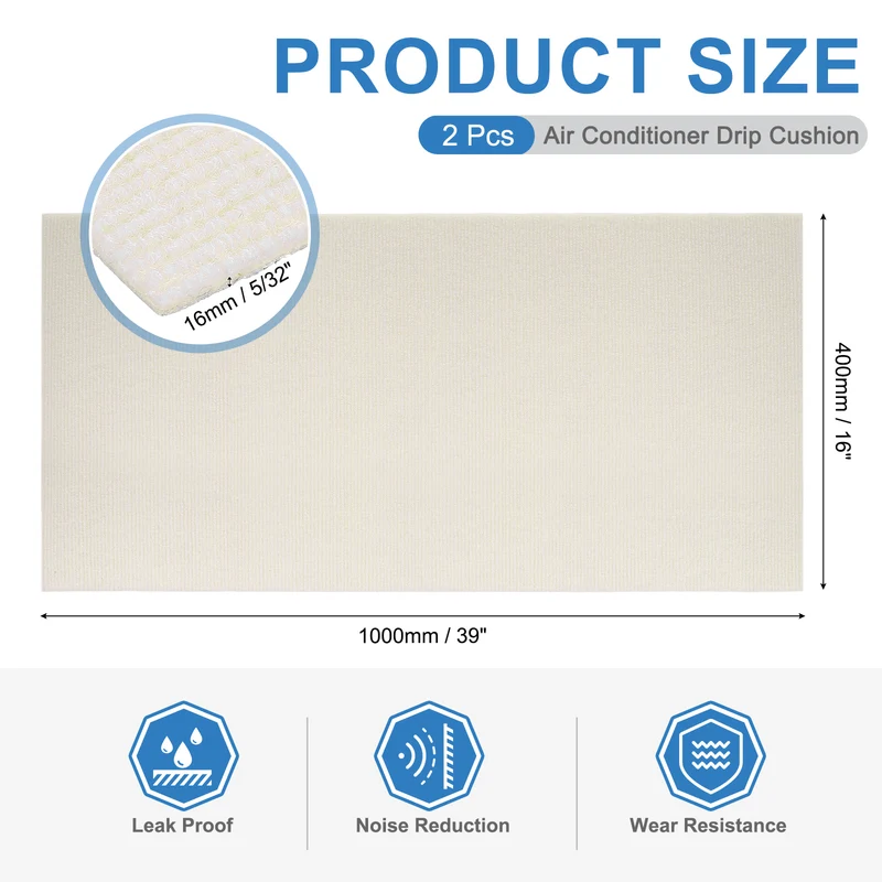 2Pcs Air Conditioner Drip Cushion 39"x16"x5/32" Self-Adhesive AC Top Pad White