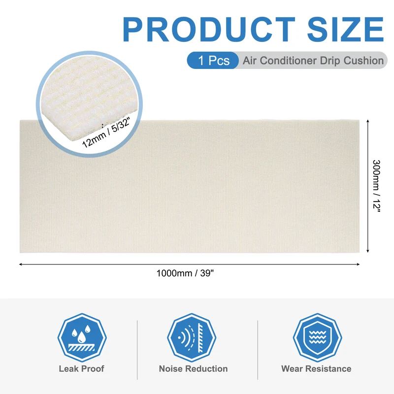 Air Conditioner Drip Cushion 39"x12"x5/32" Self-Adhesive AC Top Pad White