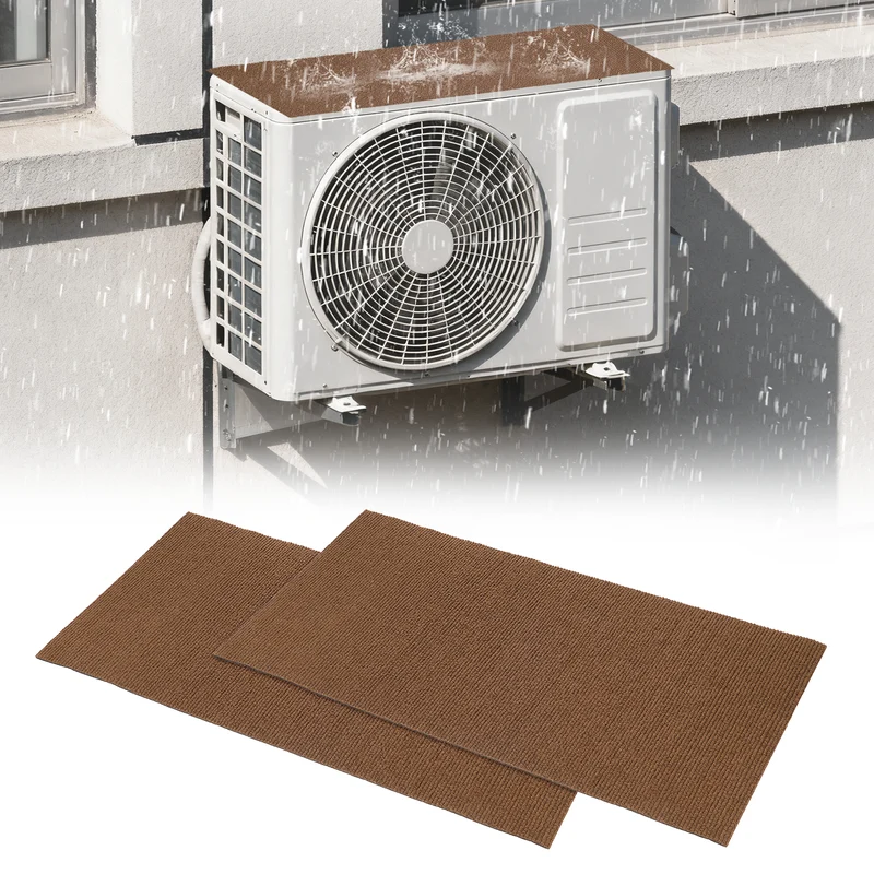 2Pcs Air Conditioner Drip Cushion 24"x12"x5/32" Self-Adhesive AC Top Pad Brown