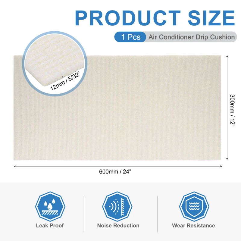 Air Conditioner Drip Cushion 24"x12"x5/32" Self-Adhesive AC Top Pad White