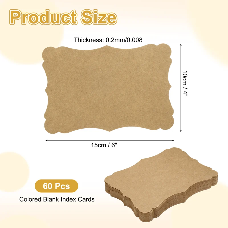 60Pcs Blank Kraft Cards Cardstock, 4x6 Inch Thick Cardstock Paper Brown