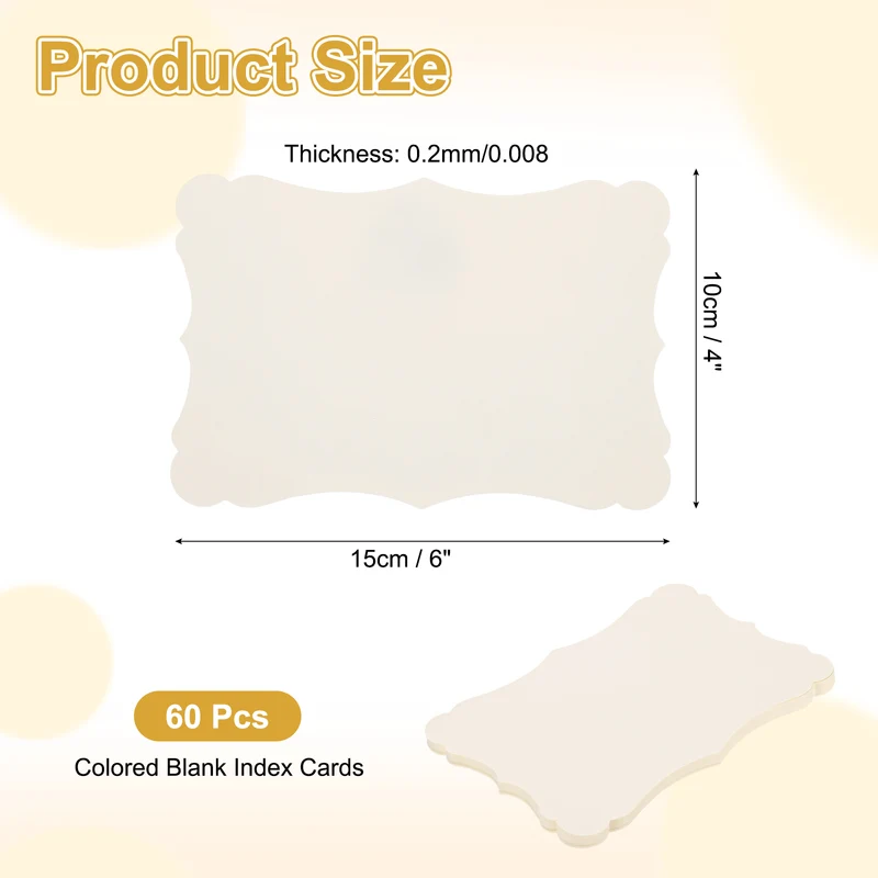 60Pcs Blank Kraft Cards Cardstock, 4x6 Inch Thick Cardstock Paper White