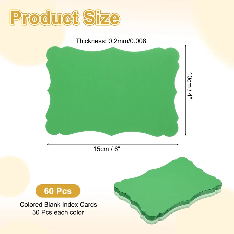 60Pcs Blank Kraft Cards Cardstock, 4x6 Inch Thick Paper Light Green Deep Green