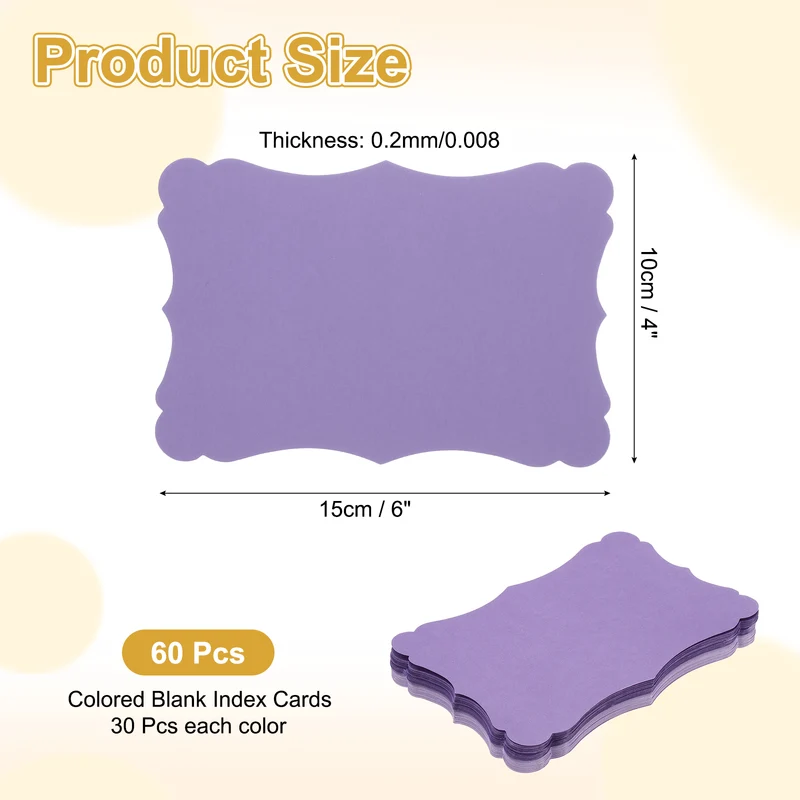 60Pcs Blank Kraft Cards Cardstock, 4x6 Inch Thick Paper Deep Purple Light Purple