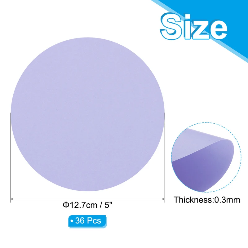 5inch Circle Card Stock, 36Pcs Cutouts Paper Thick Coaster Light Purple