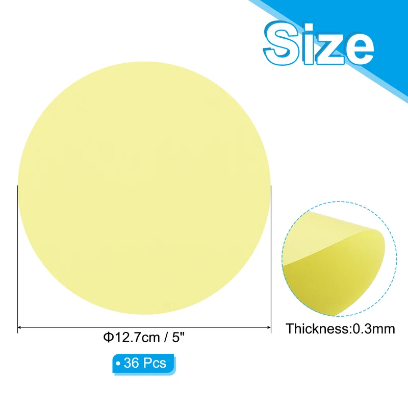 5inch Circle Card Stock, 36Pcs Cutouts Paper Thick Coaster Light Yellow
