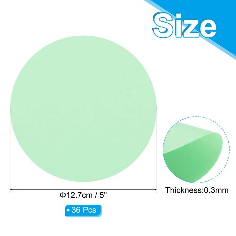5inch Circle Card Stock, 36Pcs Cutouts Paper Thick Cardstock Coaster Light Green