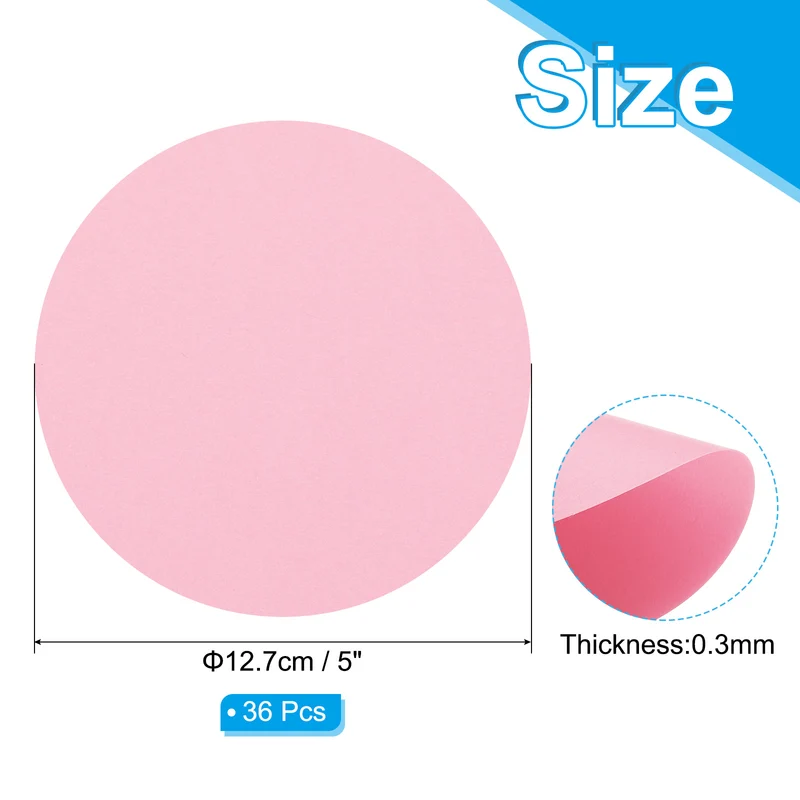5inch Circle Card Stock, 36Pcs Cutouts Paper Thick Cardstock Coaster Pink