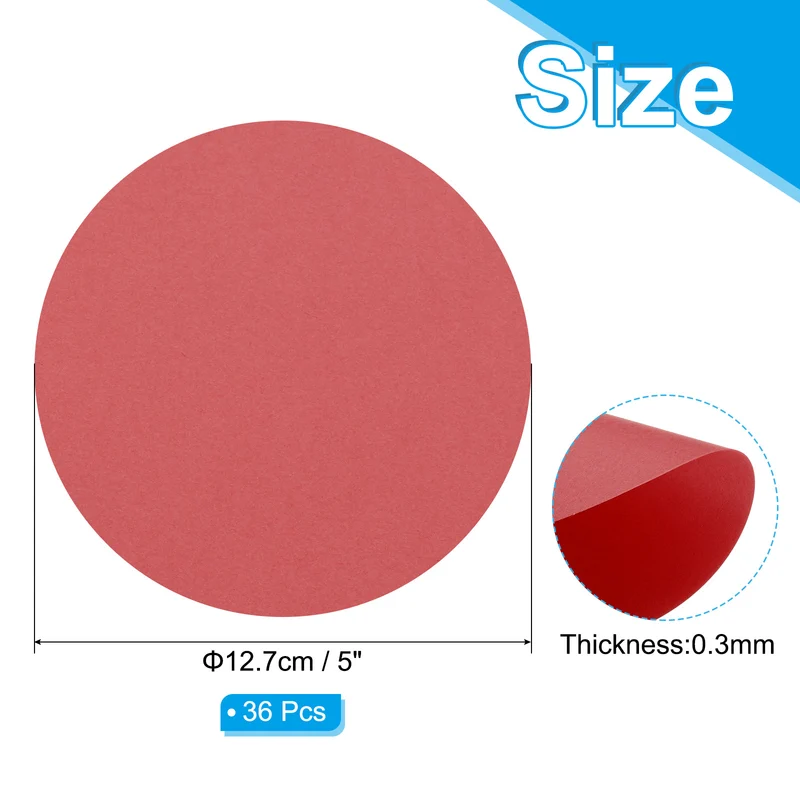 5inch Circle Card Stock, 36Pcs Cutouts Paper Thick Cardstock Coaster Red