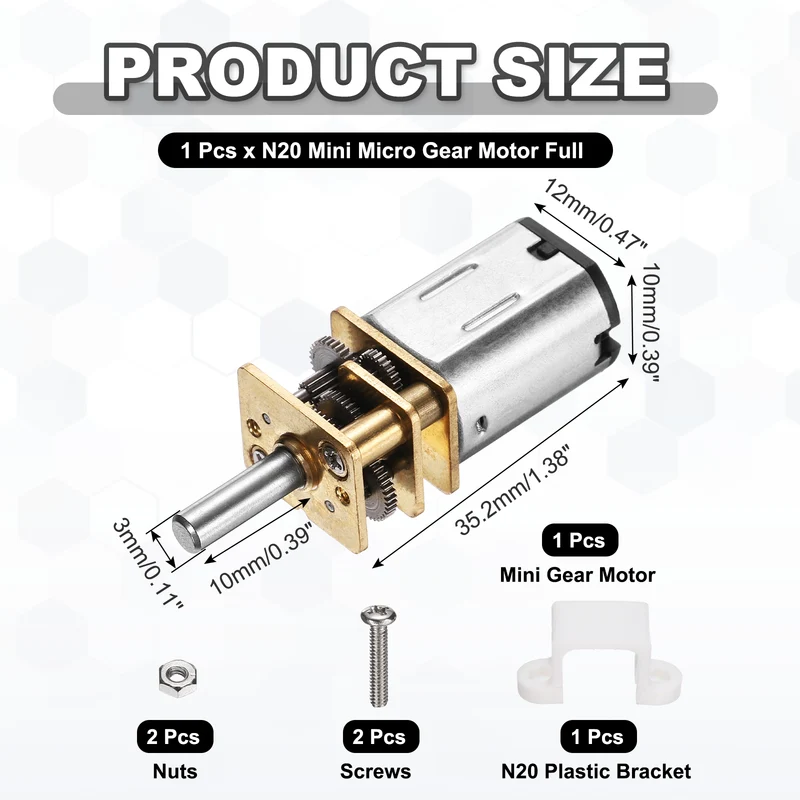 N20 Mini Micro Gear Motor Full Metal Gear DC 6V 50RPM