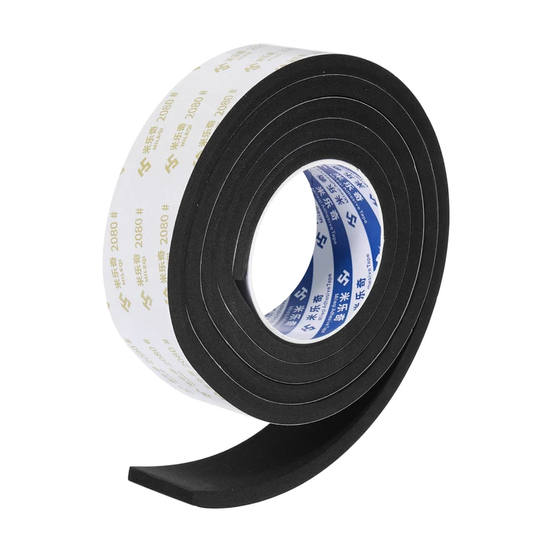 1-9/16" W x 3/8" t x 6.56ft l EVA Weather Stripping Foam Tape, Black