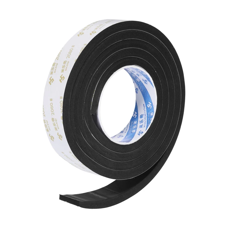 1-3/16" W x 3/8" t x 6.56ft l EVA Weather Stripping Foam Tape, Black