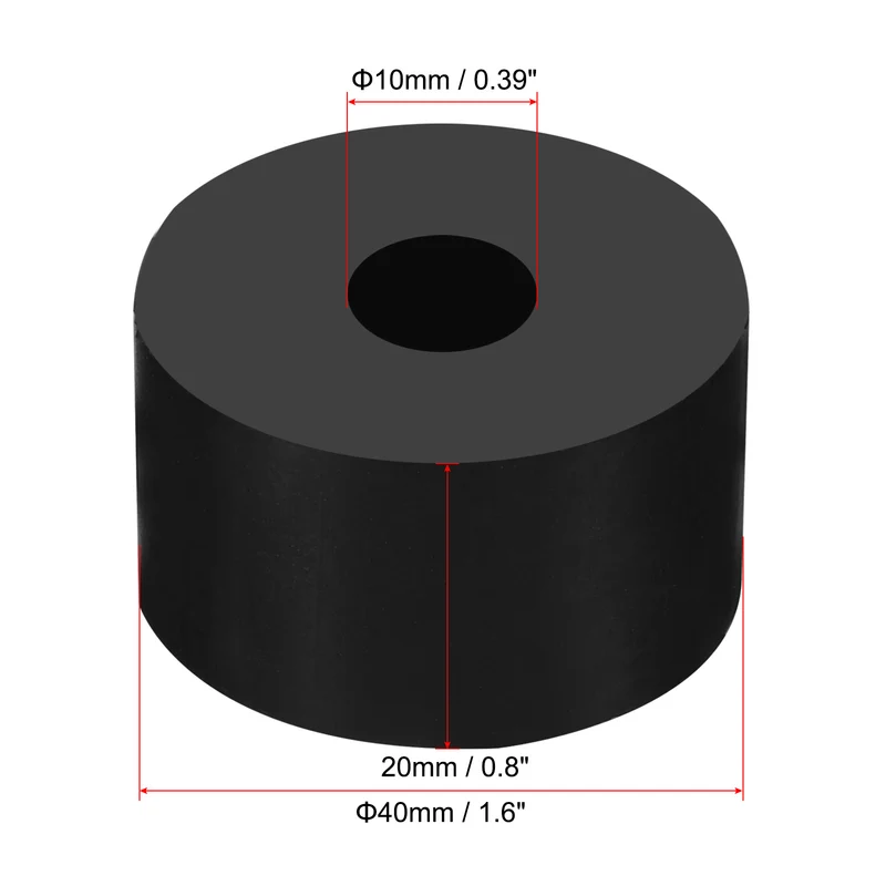 Rubber Anti-Vibration Spacer, 8 Pcs 1.6" OD x 25/64" ID x 0.8" Thickness Rubber Spacer for HVAC, Air Conditioner, Washer, Car Accessories, Black