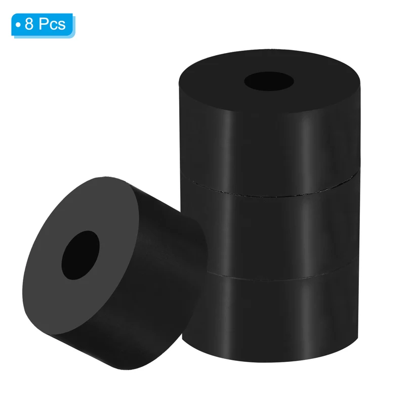 Rubber Anti-Vibration Spacer, 8 Pcs 1.6" OD x 25/64" ID x 0.8" Thickness Rubber Spacer for HVAC, Air Conditioner, Washer, Car Accessories, Black